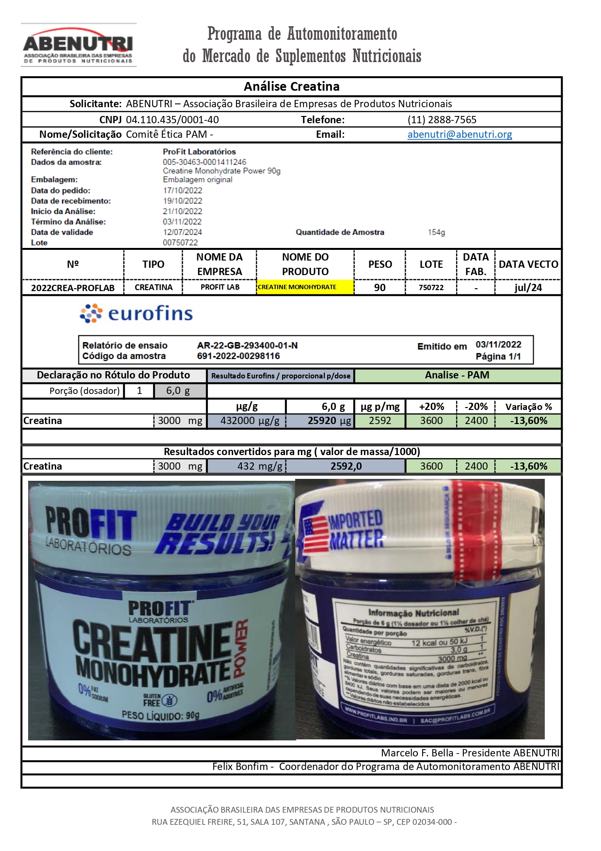 Creatina Monohydrate Power Refil 300g - Profit